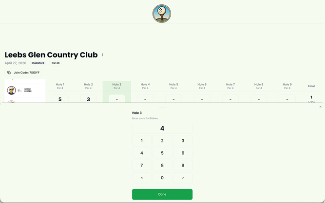 BangoGolf Stableford scorecard on a laptop